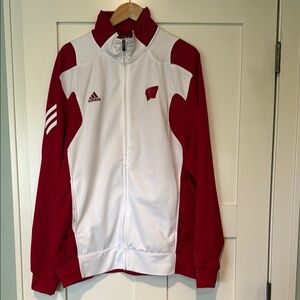 Wisconsin Badgers Adidas Men's Red and White Warmup Jacket XL